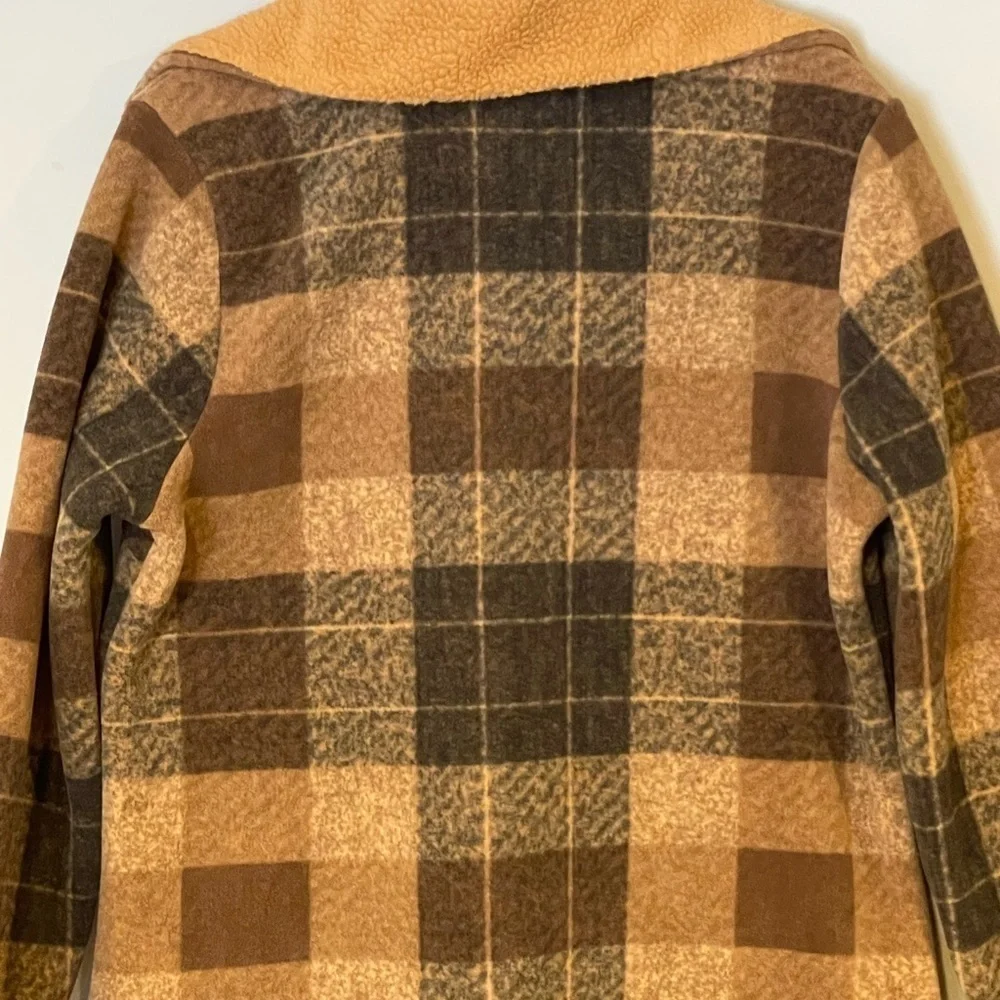 DENIM and Company size S women’s Sherpa camel plaid NWOT - Picture 4 of 6